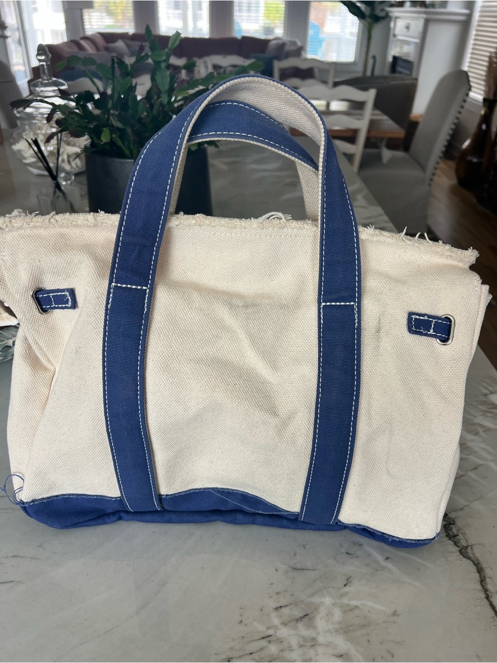 Sunwin Canvas Tote with Navy Pocket Accents - Picture 2 of 15